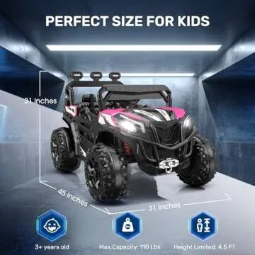 ANPABO 24V 4X4 Ride on Car Truck w/Remote Control, 4WD/2WD Switchable Kids UTV, 19" Spacious Seat, 4 Shock Absorbers, Soft Start, Music Player, Electric Car for Kids Ages 3+(Pink)