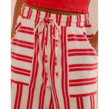 EZAPINE Women's Striped Palazzo Lounge Pants - Casual Comfy Style