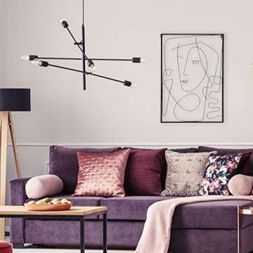 WHW Whole House Worlds Modernist Home Picasso-ist Abstract Studio Woman, Framed Wall Sculpture, Squiggle Lines, Matte Finish, Black Iron, Metal, 27.25 Inches