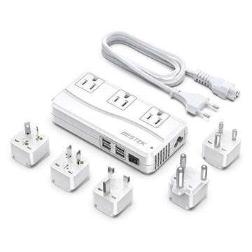 BESTEK International Power Adapter 250W with 4-Port USB Charging - Travel Voltage Converter