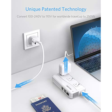 BESTEK Travel Voltage Converter with 4 USB Ports for Global Use