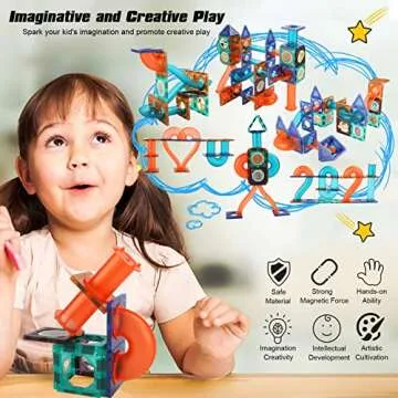 Magnetic Tiles Marble Run for Kids, 98PCS Clear 3D Building Blocks Set Race Track Toy Construction Kit Castle Building Blocks for Toddlers Kids Aged 3 4 5 6 7 8 9 10+ Years Old