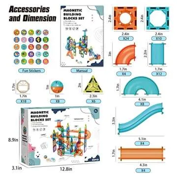 Magnetic Tiles Marble Run for Kids, 98PCS Clear 3D Building Blocks Set Race Track Toy Construction Kit Castle Building Blocks for Toddlers Kids Aged 3 4 5 6 7 8 9 10+ Years Old