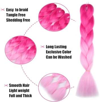 Ombre Braiding Hair - Light Pink & Pink Jumbo Extensions