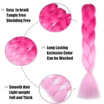 Ombre Braiding Hair - Light Pink & Pink Jumbo Extensions