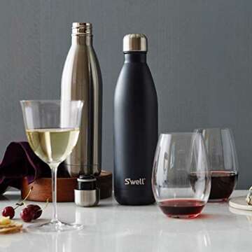 S'well Stainless Steel Water Bottle - 17 Fl Oz - Soft Touch Black - Triple-Layered Vacuum-Insulated Containers Keeps Drinks Cold for 36 Hours and Hot for 18 - BPA-Free - Perfect for the Go