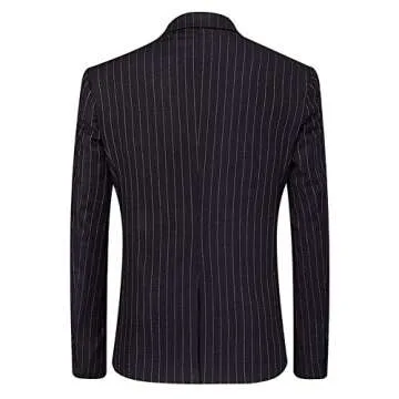 Mens 3 Piece Suit Formal Pinstripe Slim Fit Notched Lapel Dress Blazer Vest Trousers Set