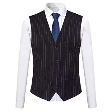 Mens 3 Piece Suit Formal Pinstripe Slim Fit Notched Lapel Dress Blazer Vest Trousers Set