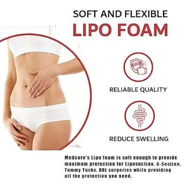 Medcore 4 Pack Lipo Foam Board - Post Surgery Ab Board - Use After Liposuction, C-Section, Tummy Tuc...