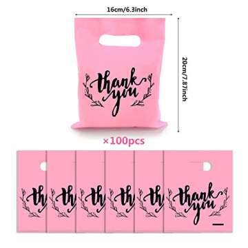 KEEPARTY 100 PCS Small Thank You Merchandise Bags Plastic Goodie Bags Party Favor Bags for Birthday ...