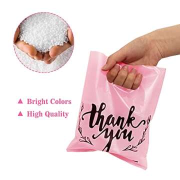 KEEPARTY 100 PCS Small Thank You Merchandise Bags Plastic Goodie Bags Party Favor Bags for Birthday Party Baby Shower Wedding Merchandise Gifts Trade Shows (Pink)