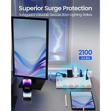SUPERDANNY Power Strip Surge Protector - 22 Outlets & USB