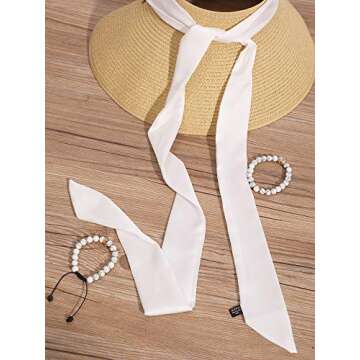 Geyoga 3 Pcs Scarf Skinny for Women Satin Scarf Belts Sash Necktie Neck Choker Solid Color Narrow(Black, White, Grey)