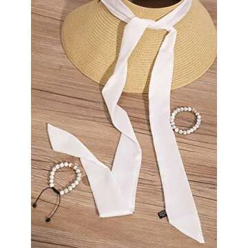 Geyoga 3 Pcs Scarf Skinny for Women Satin Scarf Belts Sash Necktie Neck Choker Solid Color Narrow(Black, White, Grey)