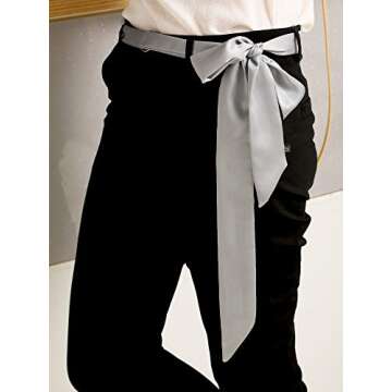 Geyoga 3 Pcs Scarf Skinny for Women Satin Scarf Belts Sash Necktie Neck Choker Solid Color Narrow(Black, White, Grey)