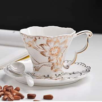 Elegant Tmore Porcelain Tea Cup and Saucer Set - Perfect Gift