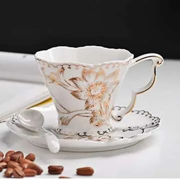 Elegant Tmore Porcelain Tea Cup and Saucer Set - Perfect Gift