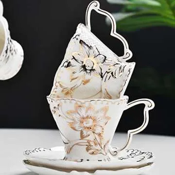 Elegant Tmore Porcelain Tea Cup and Saucer Set - Perfect Gift