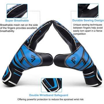Malker Soccer Goalie Gloves with Strong Grip & Protection