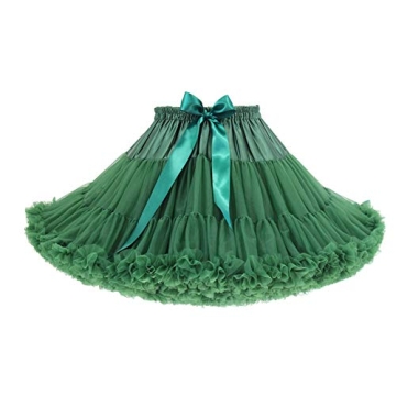 Colyanda Womens 3-Layered Pleated Tulle Petticoat Tutu Puffy Party Cosplay Skirt(Dark Green)