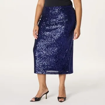 Bianca Sequin Midi Skirt | Plus Size 4X Elegance