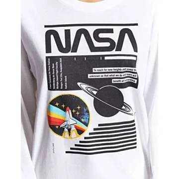 Ezcosplay Crew Neck Long Sleeve NASA T-Shirt Letter Printed Shirt Graphic Tee Tops for Women