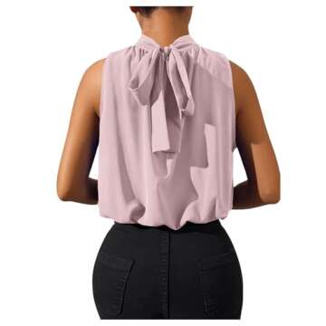 SOLY HUX Womens Halter Tops Sleeveless High Neck Summer Crop Tops Dressy Casual Blouses Solid Pink S