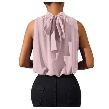 SOLY HUX Womens Halter Tops Sleeveless High Neck Summer Crop Tops Dressy Casual Blouses Solid Pink S
