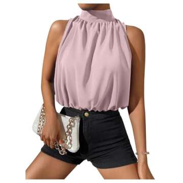 SOLY HUX Womens Halter Tops Sleeveless High Neck Summer Crop Tops Dressy Casual Blouses Solid Pink S