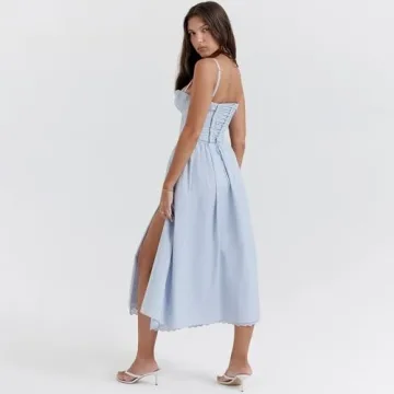 Shop YaRing Spring Dress Boho Lace Embroidery Midi Dress