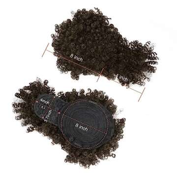 ENTRANCED STYLES Drawstring Ponytail with Bangs Afro Puff Extensions for Women Short Curly Clip in Wrap Updo Hairpiece(2B)