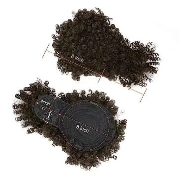 ENTRANCED STYLES Drawstring Ponytail with Bangs Afro Puff Extensions for Women Short Curly Clip in Wrap Updo Hairpiece(2B)