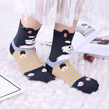 Sweet Animal Design Women's Casual Cotton Crew Socks