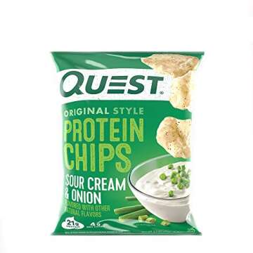 Quest Nutrition Sour Cream & Onion Protein Chips, Low Carb, Gluten Free, Potato Free, Baked, (8 Coun...