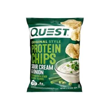 Quest Nutrition Sour Cream & Onion Protein Chips, Low Carb, Gluten Free, Potato Free, Baked, (8 Count of 1.1 oz Bags) 9 oz