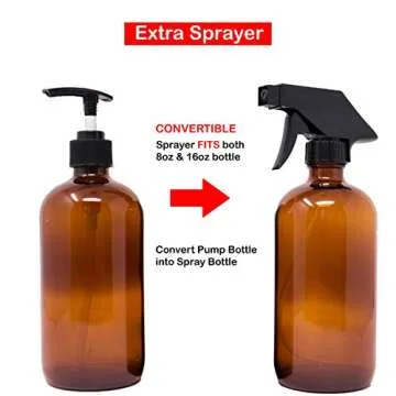 Youngever 6 Pack Amber Glass Pump Bottles for Eco Living