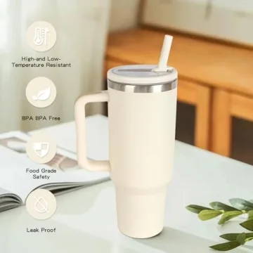 Leak-Proof 40 oz Tumbler Flip Straw Lid Set