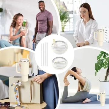 Leak-Proof 40 oz Tumbler Flip Straw Lid Set