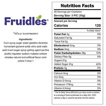 Fruidles Sour Wild Raspberry Gummy Candy, Soft Chewy Gummy Candy, Fat-Free (Half-Pound)
