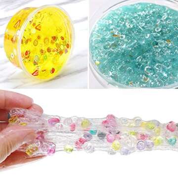 SECOWEL 6 Pack Slime Making Kit Supplies Including Fishbowl Beads, Foam Balls, Fruit Slices, Fake Candy Sprinkles and Spoons for Slime Making Art DIY Craft Party Decoration or Wedding