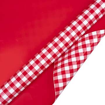 WRAPAHOLIC Reversible Wrapping Paper - Perfect for All Occasions, 17" x 33' Red & White Plaid Design