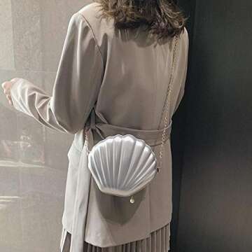 AIBEARTY Cute Seashell Shape Crossbody Purse Small Shoulder Bag with Chain for Women Little Girls