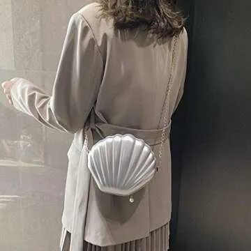 AIBEARTY Cute Seashell Shape Crossbody Purse Small Shoulder Bag with Chain for Women Little Girls