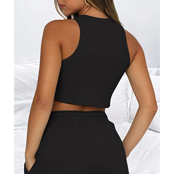 Lingswallow Women's Lounge Set - Sleeveless Waffle Tracksuit