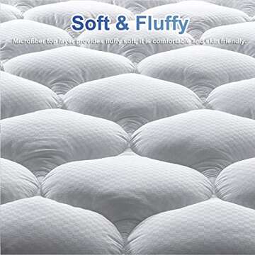 MATBEBY Bedding Quilted Fitted Queen Mattress Pad Cooling Breathable Fluffy Soft Mattress Pad Stretc...