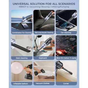 MBNGF Car Vacuum Portable Cordless, 35000PA High Power Suction & Blower, Wireless Handheld Vacuum Cl...