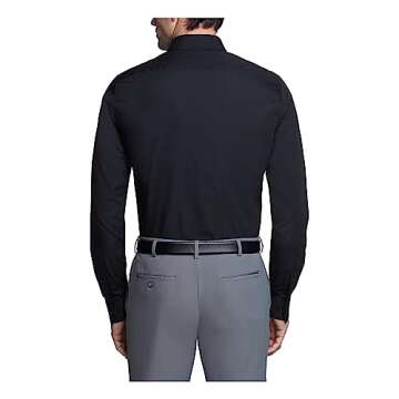 Van Heusen Men's Dress Shirt Fitted Poplin Solid, Black, 16.5" Neck 36"-37" Sleeve
