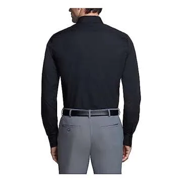Van Heusen Men's Dress Shirt Fitted Poplin Solid, Black, 16.5" Neck 36"-37" Sleeve