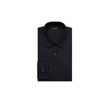 Van Heusen Men's Dress Shirt Fitted Poplin Solid, Black, 16.5" Neck 36"-37" Sleeve