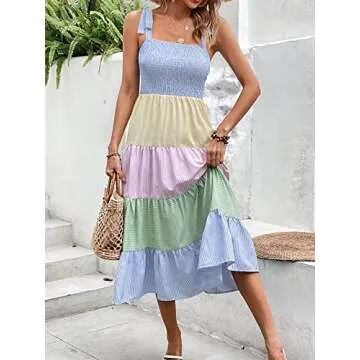 MakeMeChic Women's Floral Maxi Beach Dress for Summer Fun